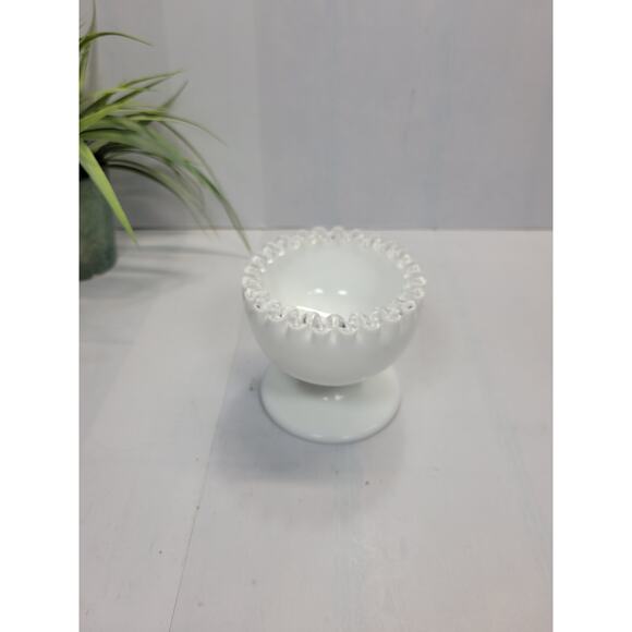 Vintage Fenton Milk Glass Silver Crest  Chip & Dip Set - Picture 5 of 6